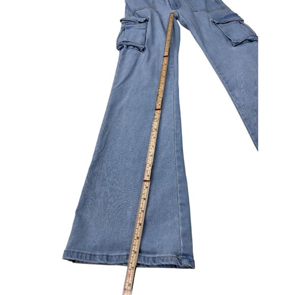 Hers Womens Light Blue Flare Cargo Jeans Size 11 - Picture 5 of 11